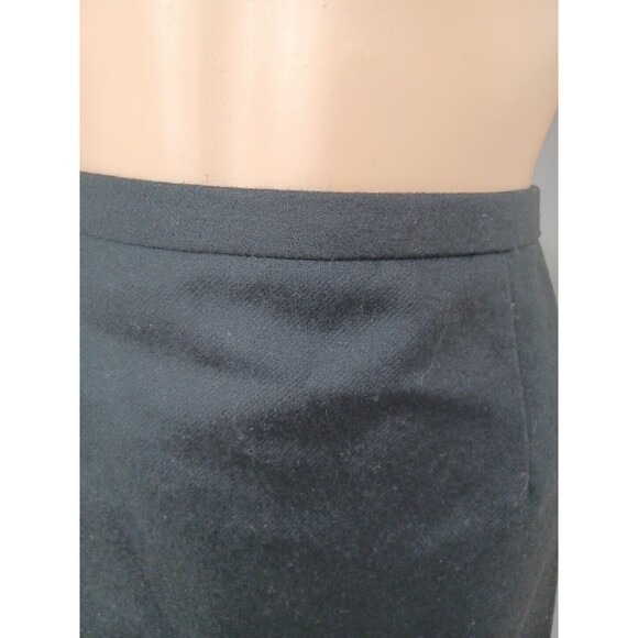 Vtg Sag Harbor Petite Black Skirt Knee Midi 16P 100% Wool - Picture 2 of 7